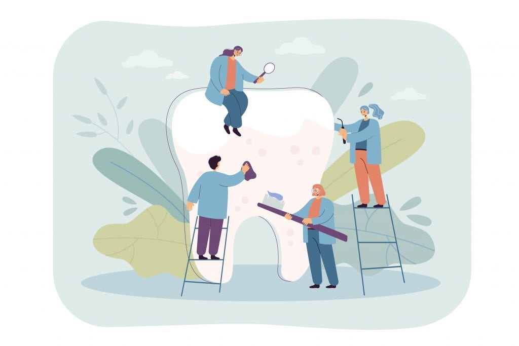 dentistas fazendo limpeza dental
